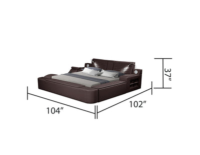 Zoya Smart Multifunctional King Size Bed Made with Wood in Brown