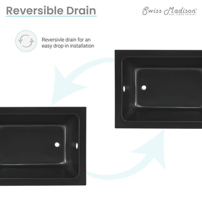 Swiss Madison Voltaire 48" x 32" Reversible Drain Drop-In Bathtub in Matte Black SM-DB571MB