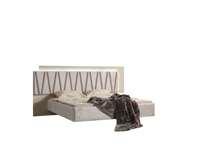 Delfano Modern Style King Bed Made with Wood in Beige