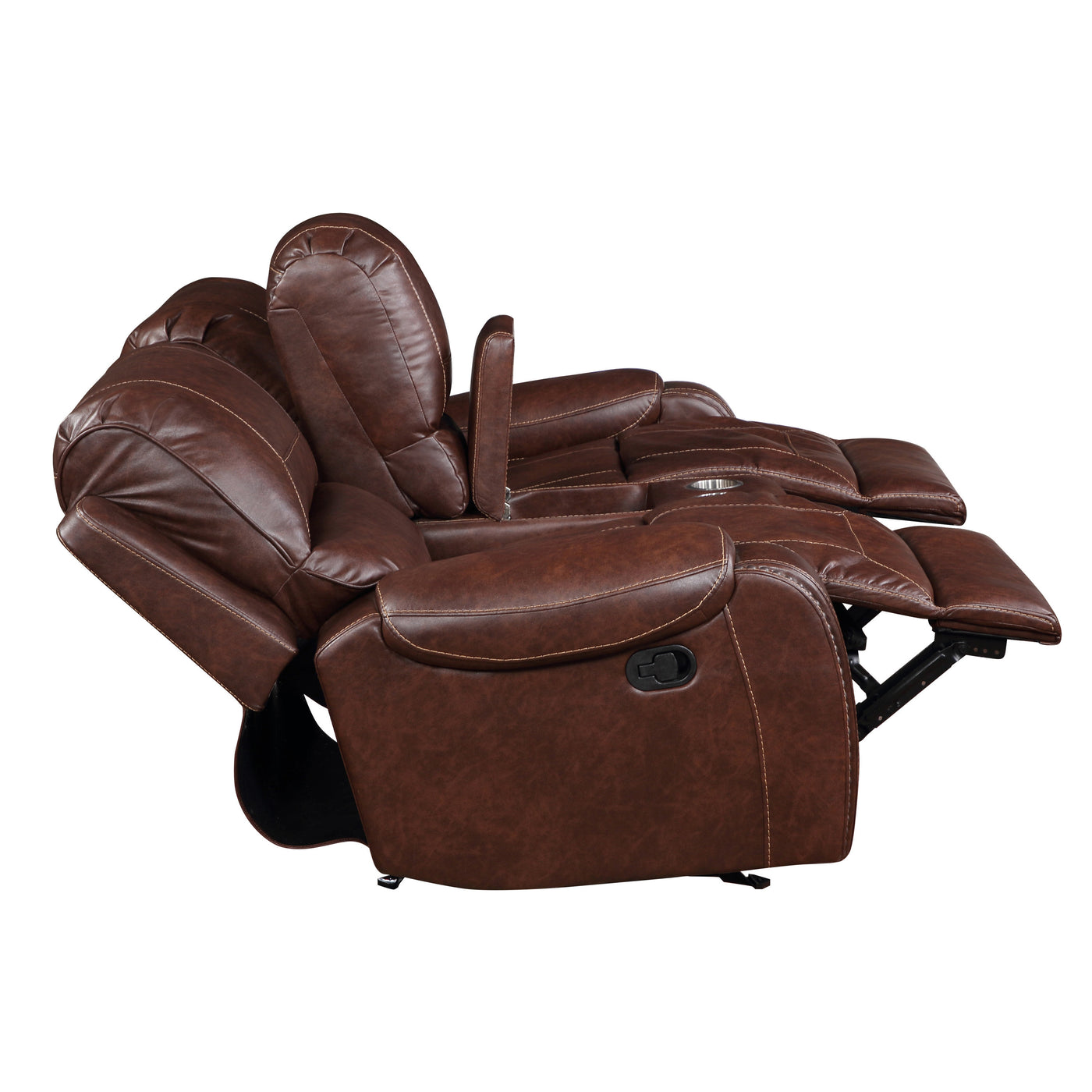 Keily - 3 Piece Manual Reclining Living Room Set In Faux Leather - Dark Brown