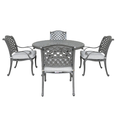 Outdoor 5-Piece Aluminum Dining Set with Cushion, Golden Gauze