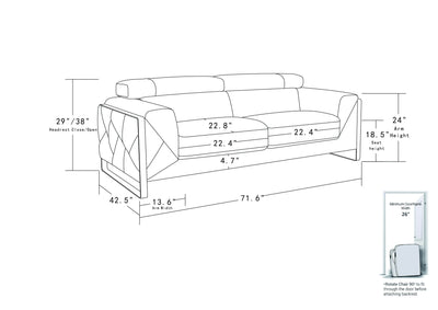 Global United Top Grain Italian Leather  Loveseat