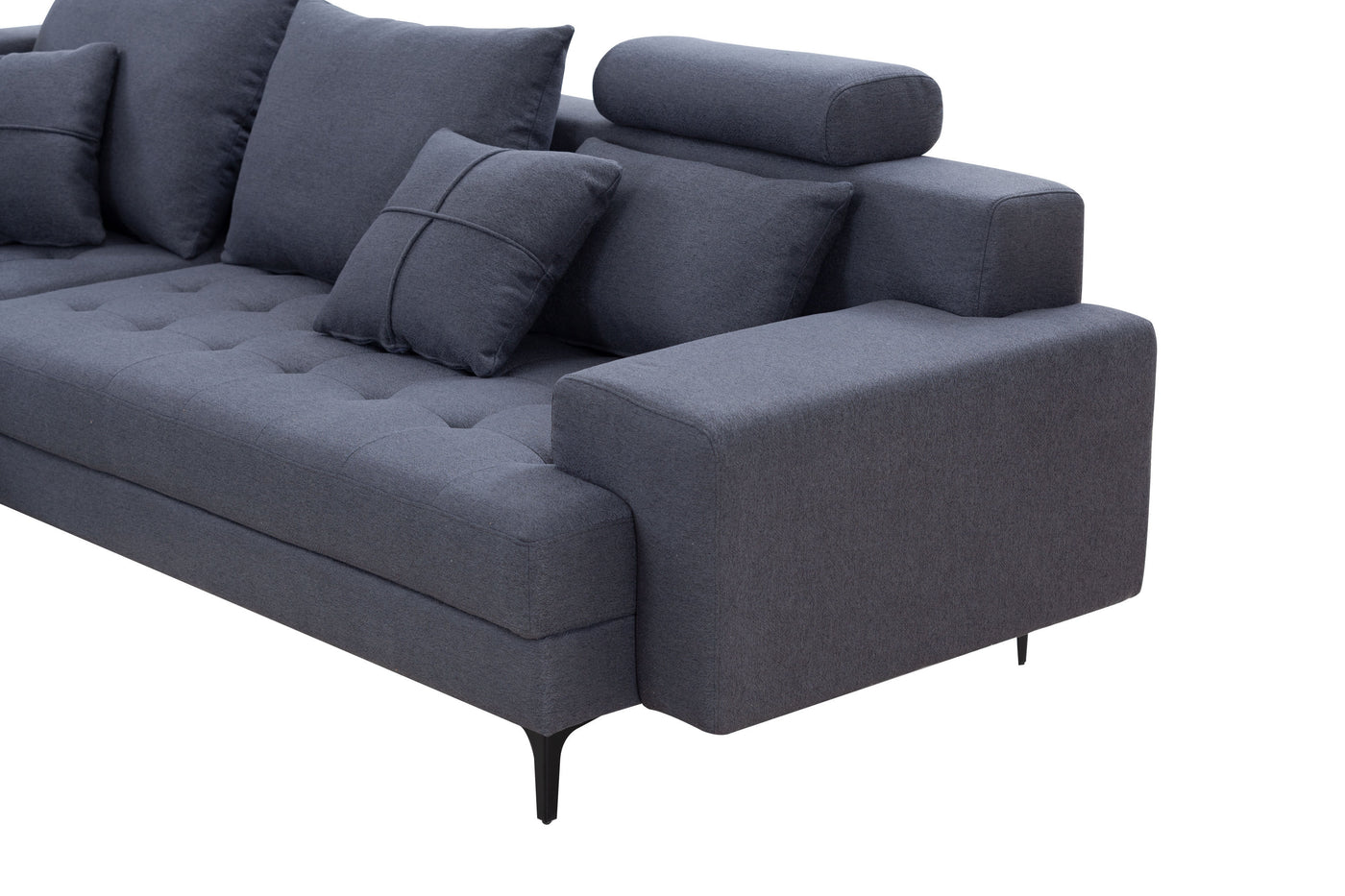 Dark Grey Sectional Sofa Couch,144'' Wide Reversible L-Shaped Sofa Couch Set  with Ottoman for Living Room Apartment Home Hotel