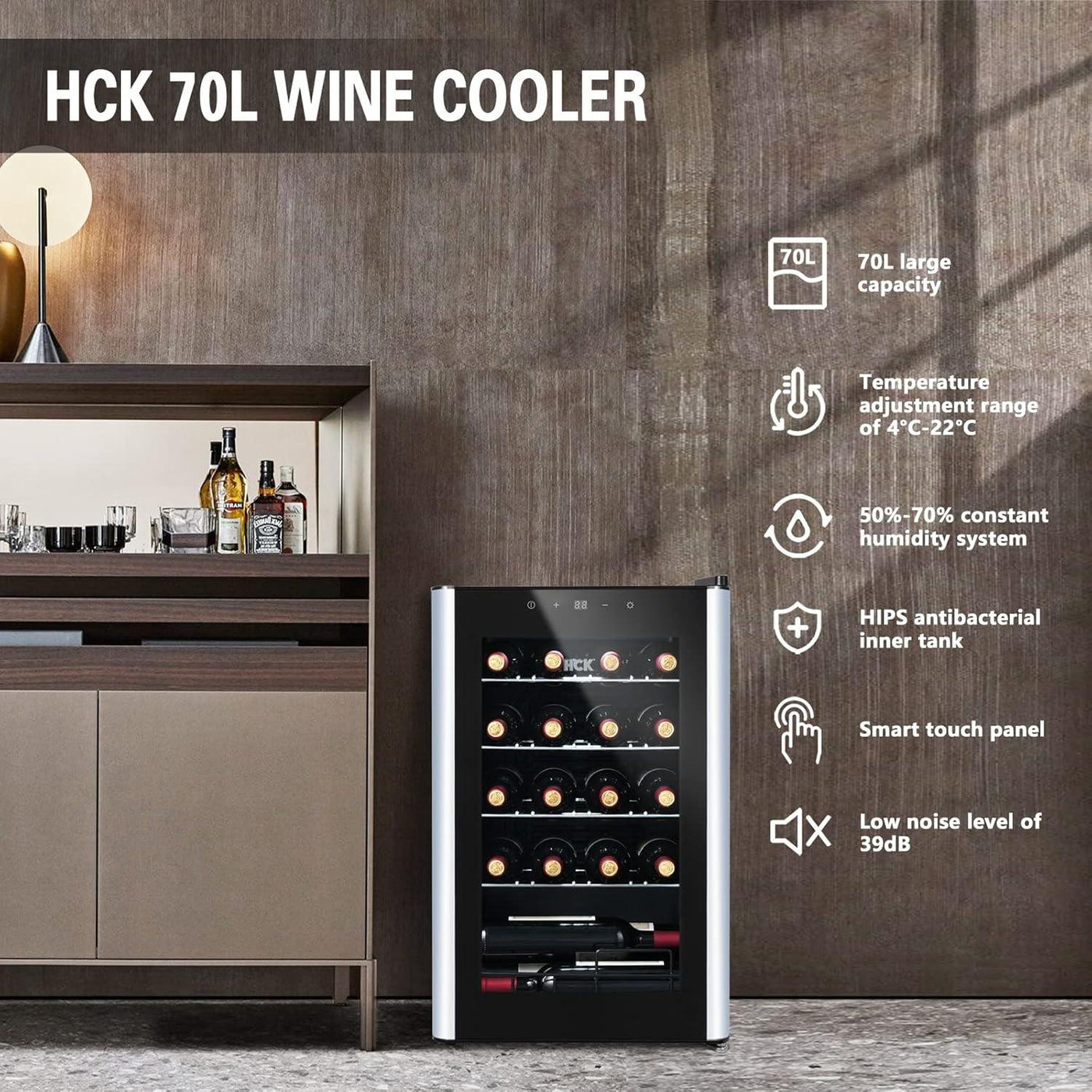 HCK 70L Wine Vintage Refrigerator Drinks Cooler ?SC-70-E