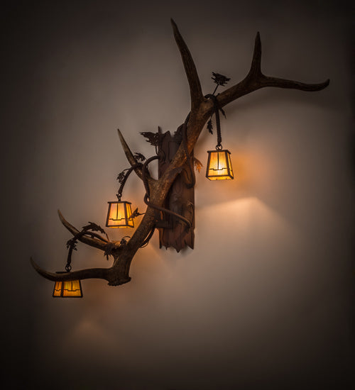 Meyda Lighting 46" Wide Antlers Elk 3 Light Wall Sconce- 82834
