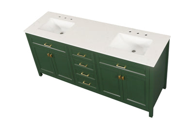 Vanity Sink Combo featuring a Marble Countertop, Bathroom Sink Cabinet, and Home Decor Bathroom Vanities - Fully Assembled Green 72-inch Vanity with Sink 23V03-72VG