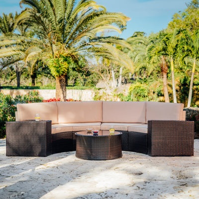 4 Piece Patio Conversation Full Circle Sofa Set- • 8 Armless Chairs
 • 2 End Tables
 • 1 Coffee Table