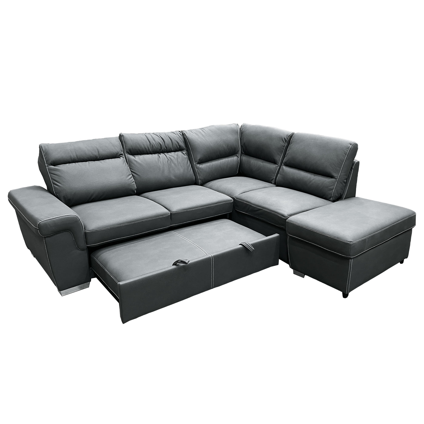 ACME Sagira SECTIONAL SOFA W/SLEEPER Gray Fabric LV01023