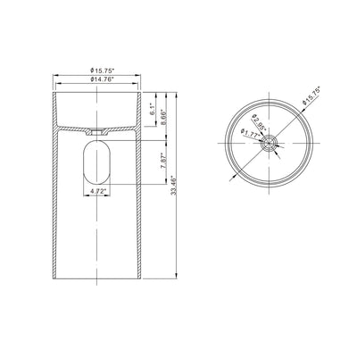 15.7 inch round shape translucent blue floor standing basin pedestal sink for the bathroom