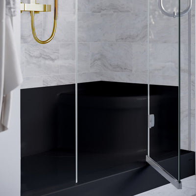 Swiss Madison Aquatique 60" x 32" Left Drain, Shower Base in Matte Black SM-SB537MB