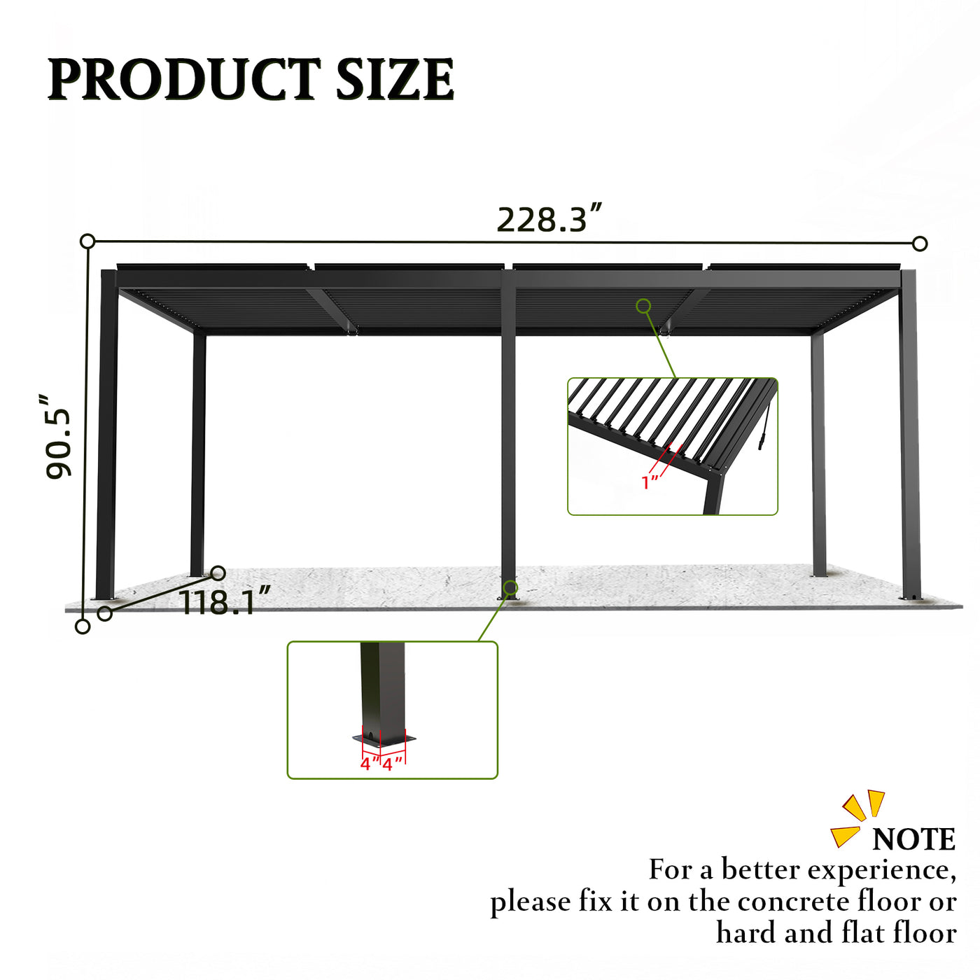 8610J Louver Pergola 10x19ft Aluminum Frame & Louvers