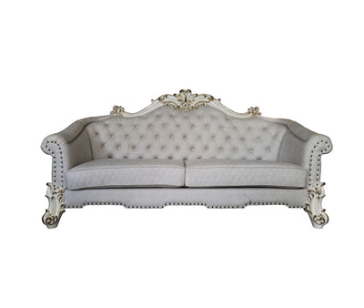 ACME Vendom II Sofa w/6 Pillows, Two Tone Ivory Fabric & Antique Pearl Finsih LV01329