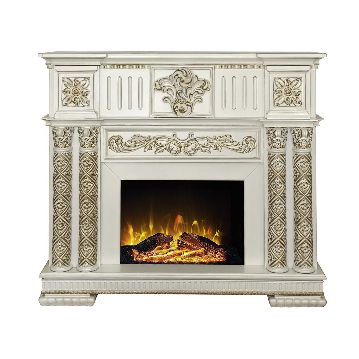 ACME Vendome FIREPLACE Antique Pearl Finish AC01313