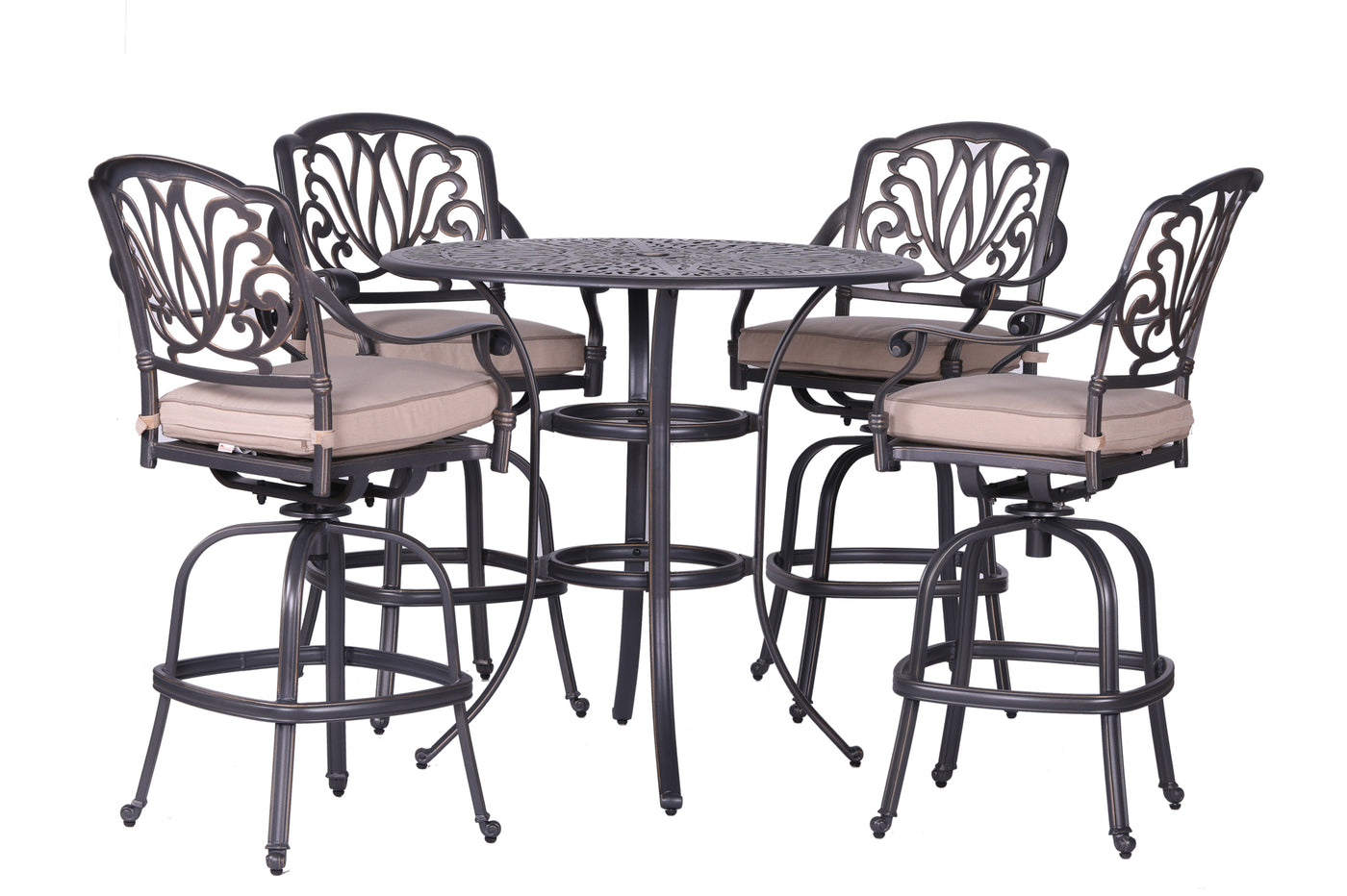 Round 4 - Person 42" Long Bar Height Dining Set with Sunbrella cushions