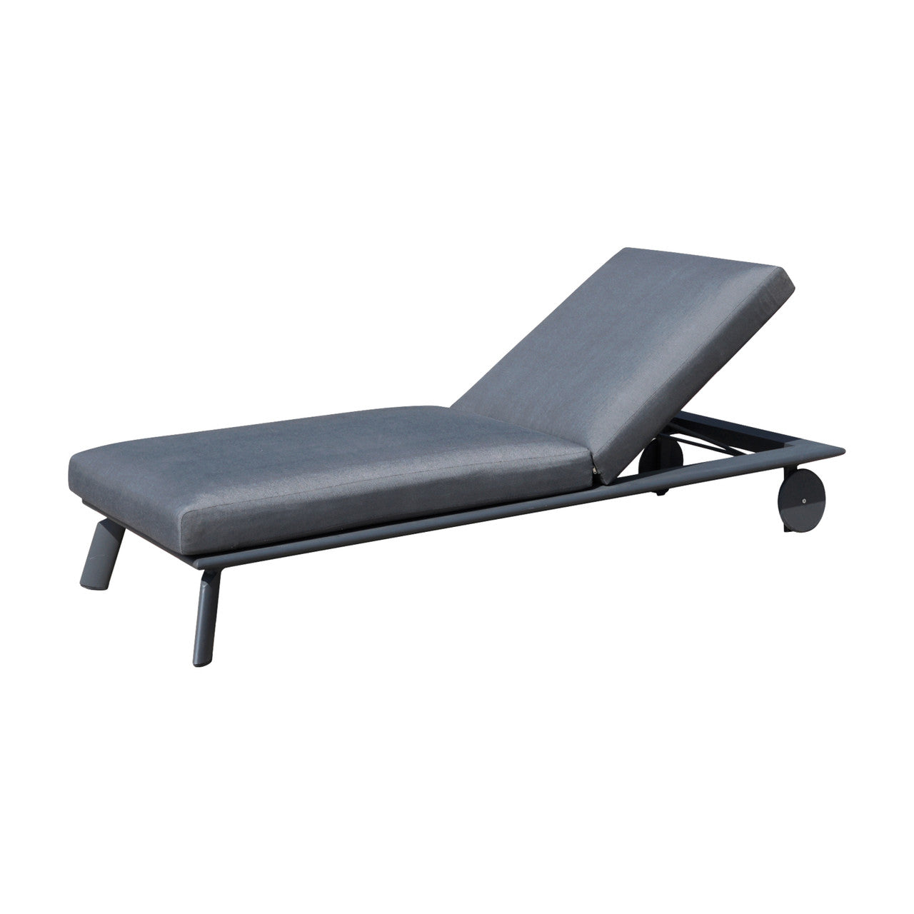 Direct Wicker Outdoor Metal Chaise Lounge with Two Side Table in Dark Gray