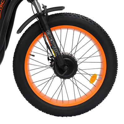 Ecotric 48V 24"x4.0 Front 20"x4.0 Rear Tires Tricycle electric bike with Front Basket + Rear Rack-senior