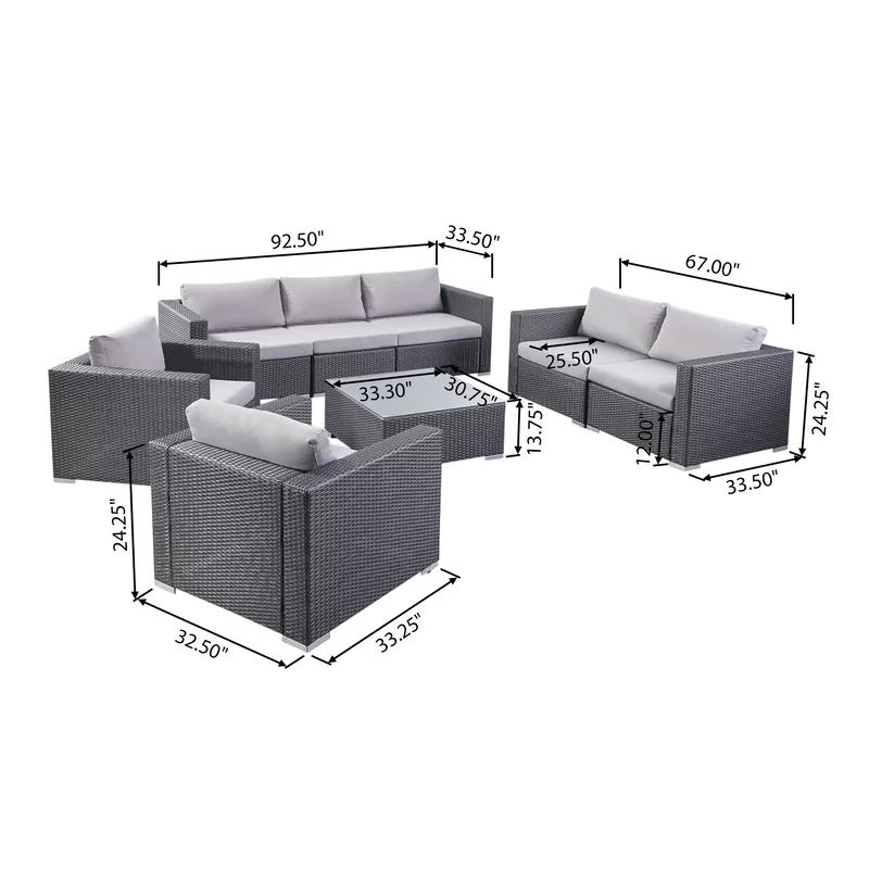 7 - Person Outdoor Seating Group with Cushions