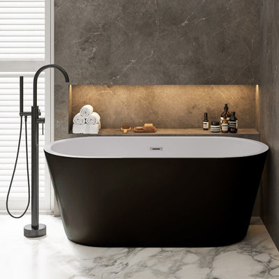 Swiss Madison Claire 60" Freestanding Bathtub Matte Black and Matte White SM-FB590MBMW