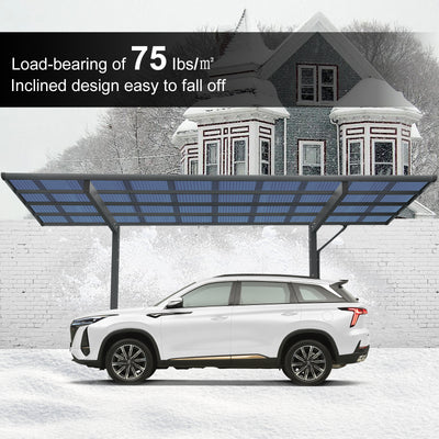 Outdoor Carport, 17.44FT*9FT*11FT Single  Carport Aluminum Metal Frame and Polycarbonate Panels Car Port for Outdoor Driveway Car, Truck