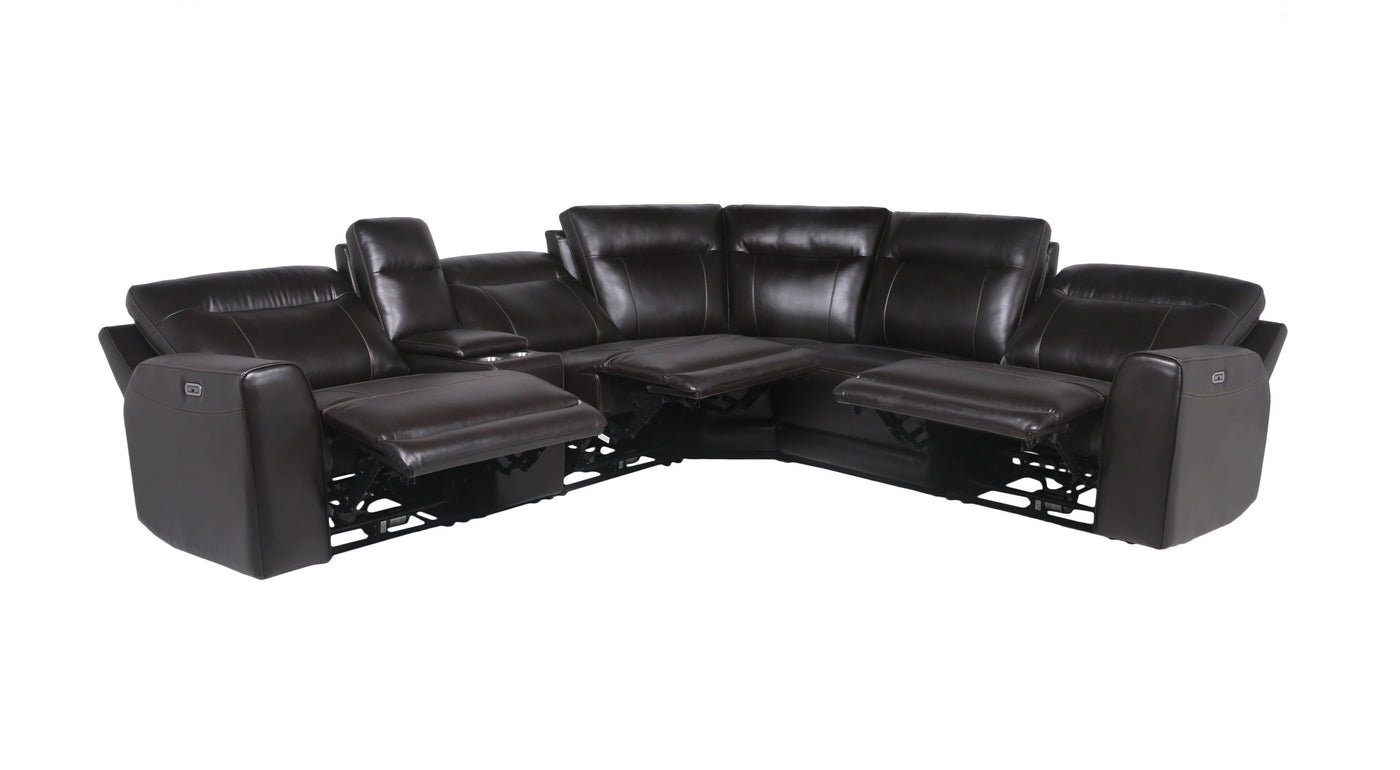 Customizable Dual-Power Leather Sectional - Top-Grain Leather, Power Headrest, Power Footrest - Transitional Styling, Perfect Fit