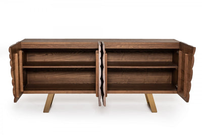 Modrest Finley Mid-Century Walnut & Gold Buffet