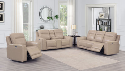 Doncella - 3 Piece Power Reclining Living Room Set - Beige