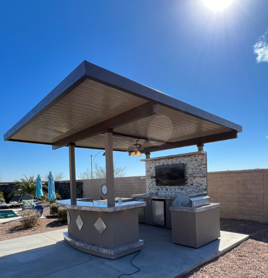 Kokomo Grills Key Largo Outdoor Kitchen With Built In BBQ Grill With 15 x 15 Patio Cover_KeyLargo