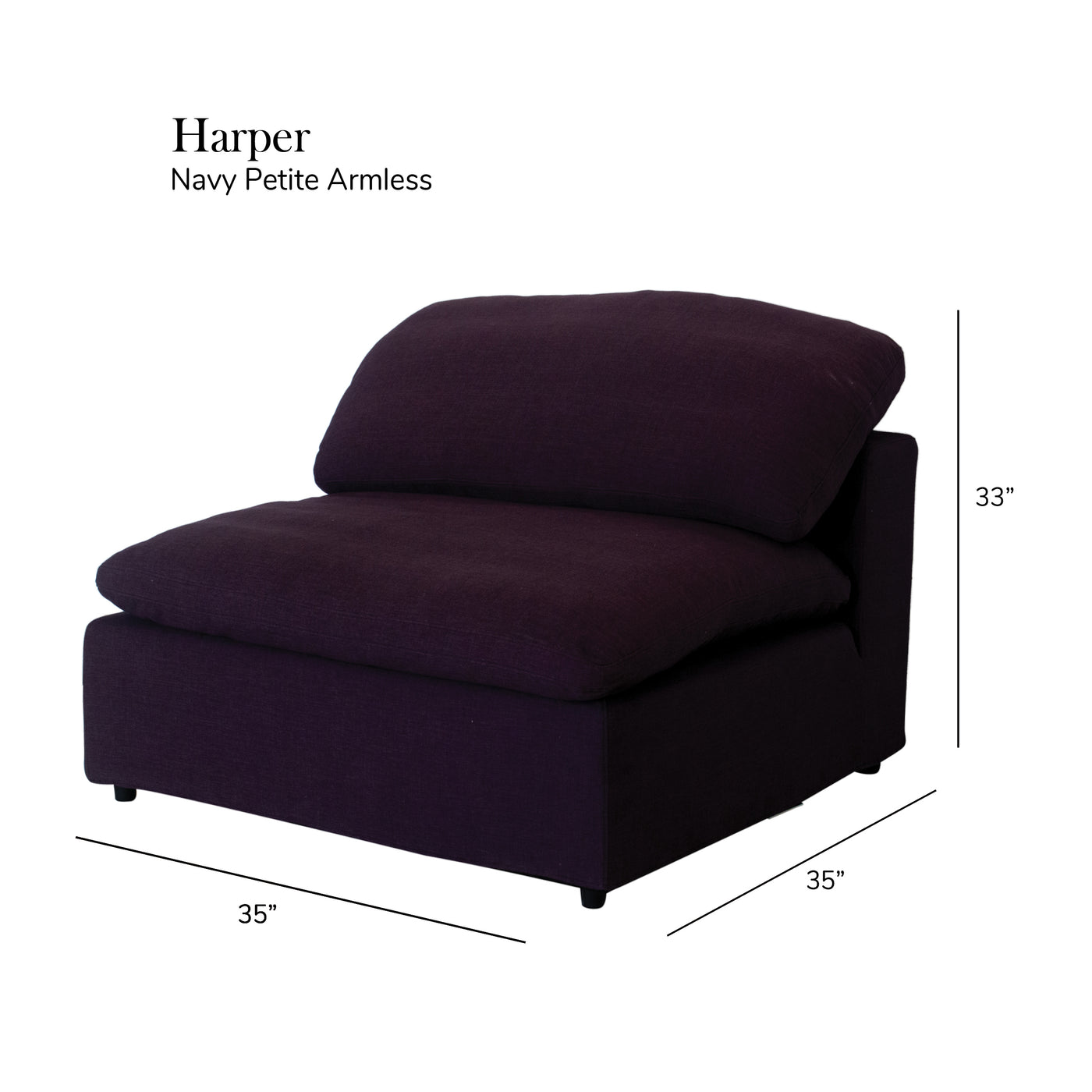 Harper Petite Navy Sectional - 5 Seat Configuration