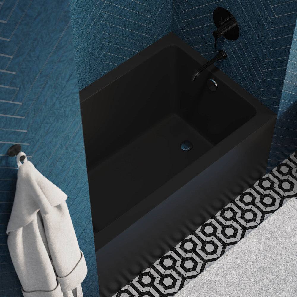 Swiss Madison Voltaire 48" x 32" Right-Hand Drain Alcove Bathtub with Apron in Matte Black SM-AB551MB