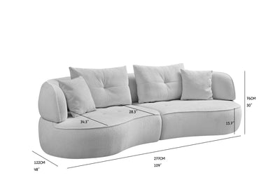 WKS7W  White, 4-seat modular sofa, durable fabric, solid wood frame, high density sponge cushion, 4 pillows