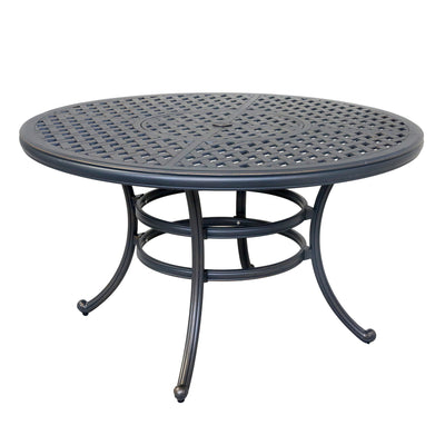 Cast Dessert Night Aluminum 5-Piece Round Dining Set With 4 Swivel Rockers, Sand dollar Cushions