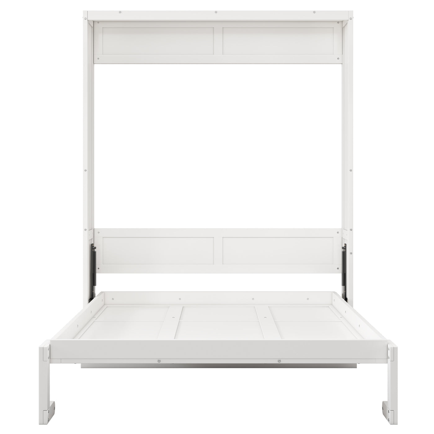 Queen Size Murphy Bed with 1 Side Cabinet Storage Shelf, 68-inch Cabinet Bed Folding Wall Bed with Desk Combo Perfect for Guest Room, Study, Office,White(old sku:BS300491AAC)