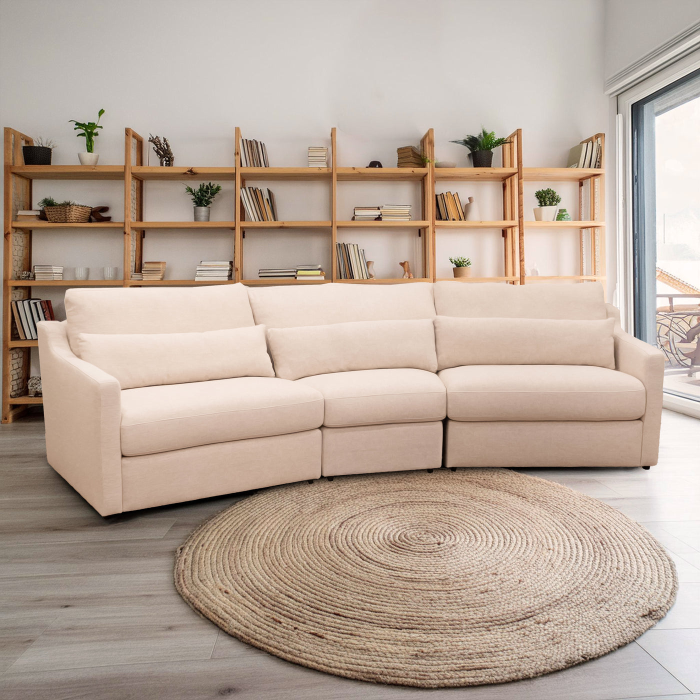 Hampshire Unbleached Linen Modular 3 Piece Sectional