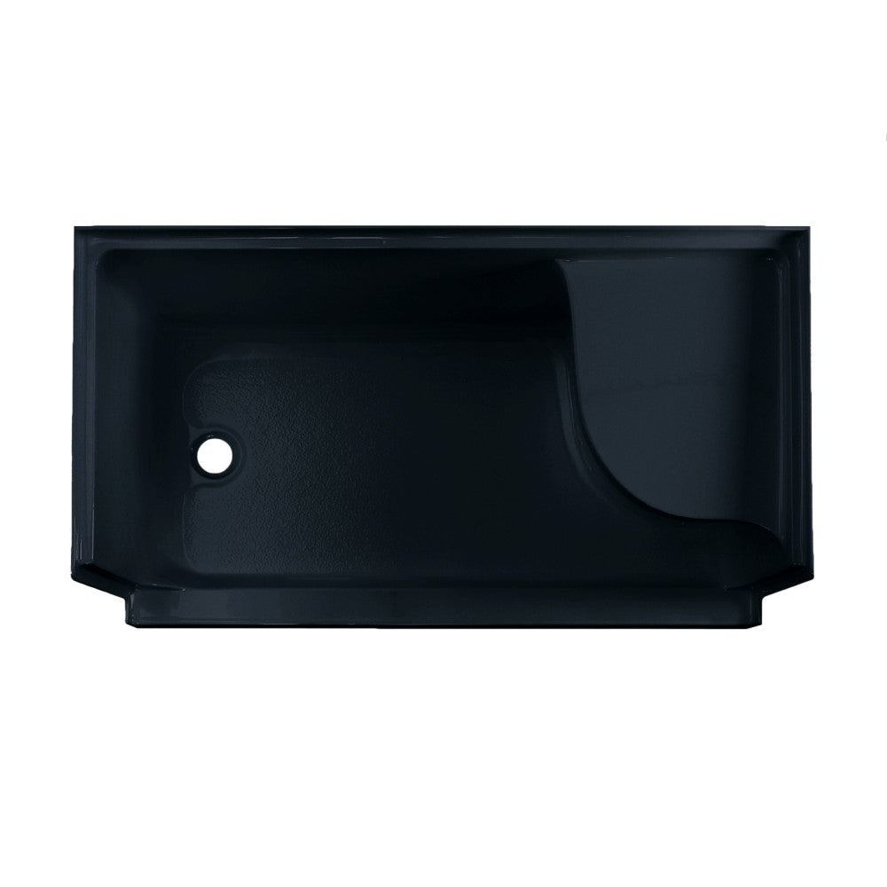 Swiss Madison Aquatique 60" x 32" Left Drain, Shower Base in Matte Black SM-SB537MB