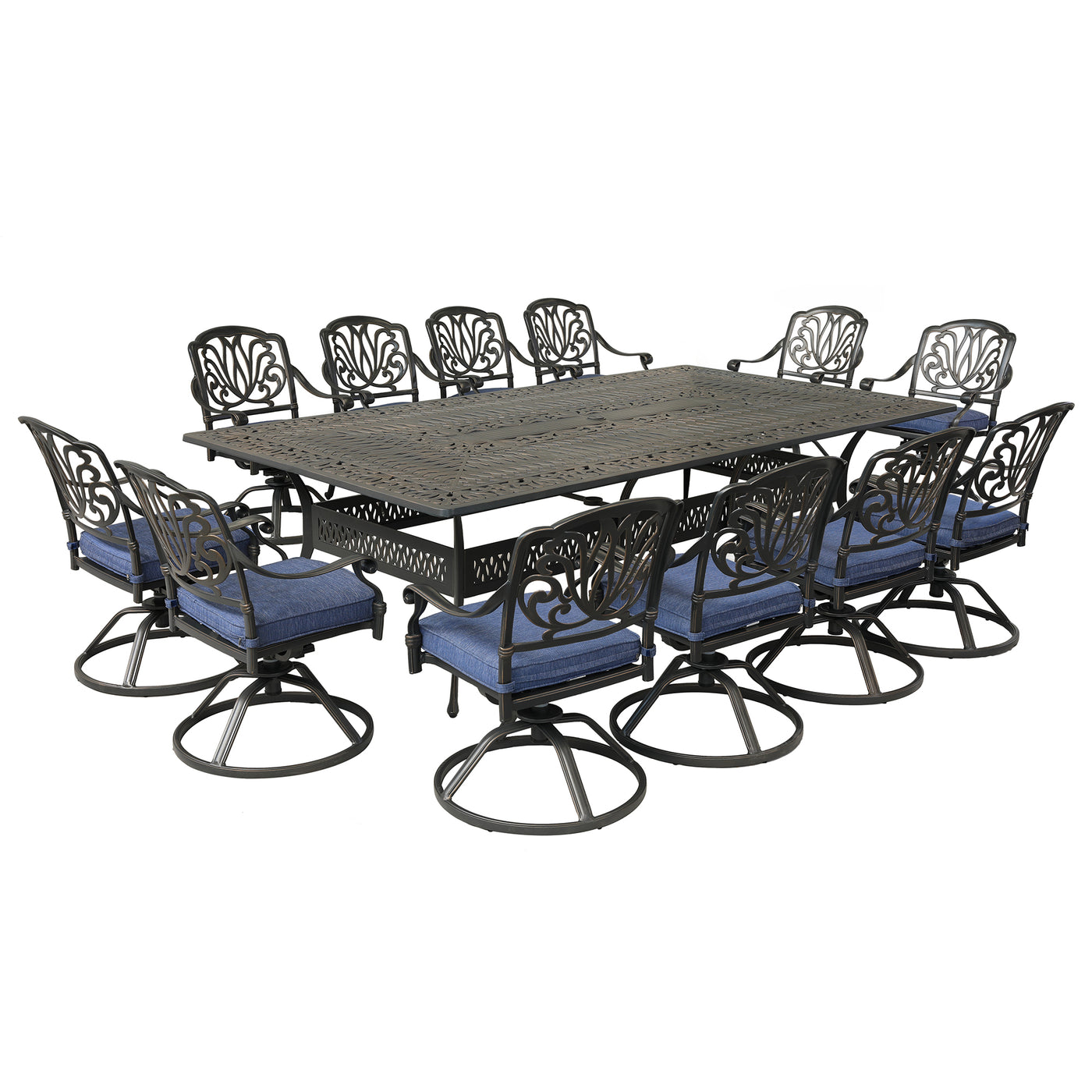 Rectangular 12 - Person 108.07" Long Dining Set with Cushions