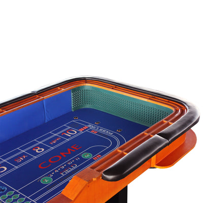 INO Design 136" 12 Feet Deluxe Craps Dice BLUE Felt Luxury Casino Game Poker Table With Diamond Pyramid Bumper Rubber