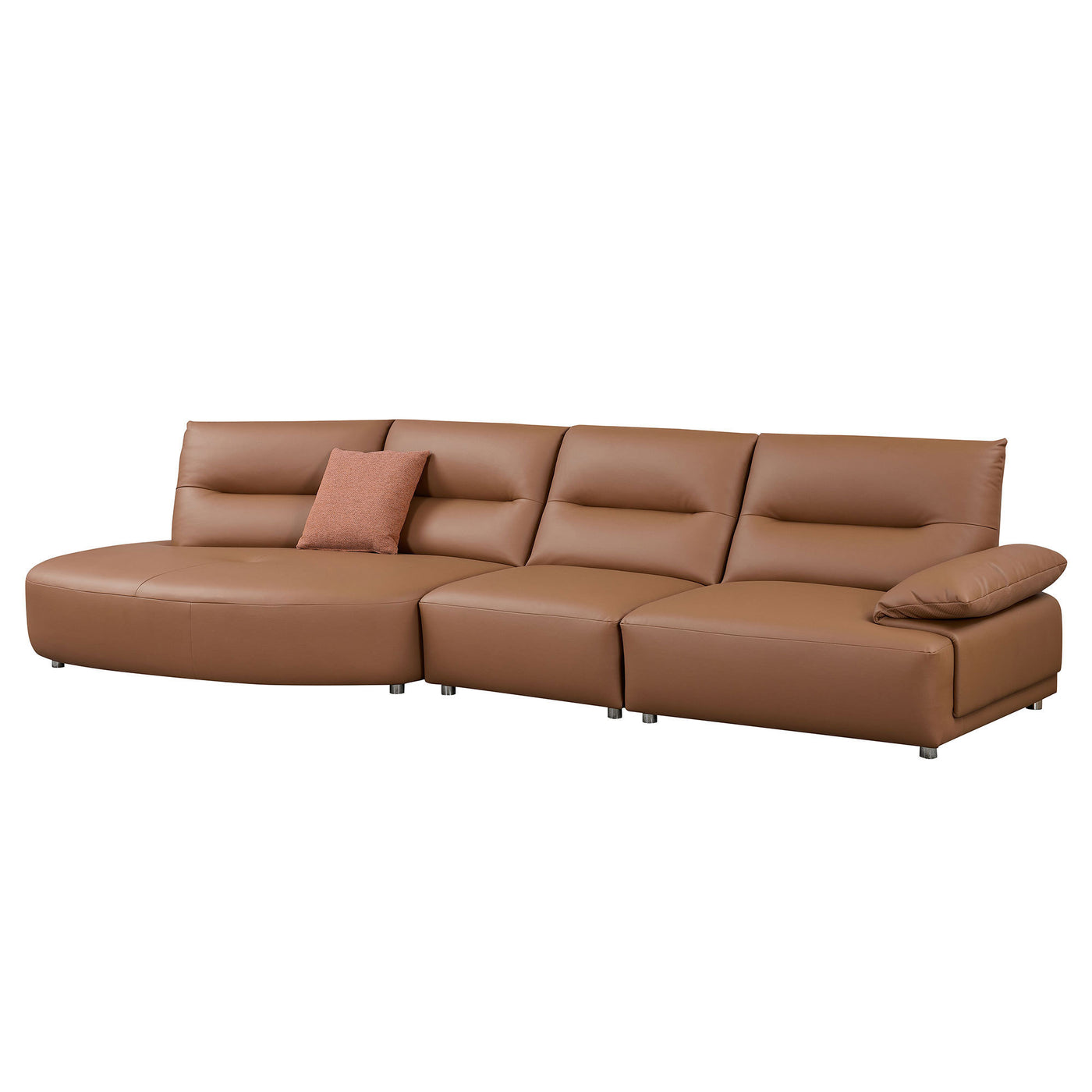 147.24'' Oversied Modern Sectional Curved Shaped Sofa Couch for Living Room,Upholstered 5-Seat Sofa Eco-leather Couch Set ,Brown