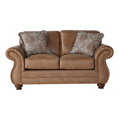 Leinster Faux Leather 3-Piece Sofa Set with Antique Bronze Nailheads