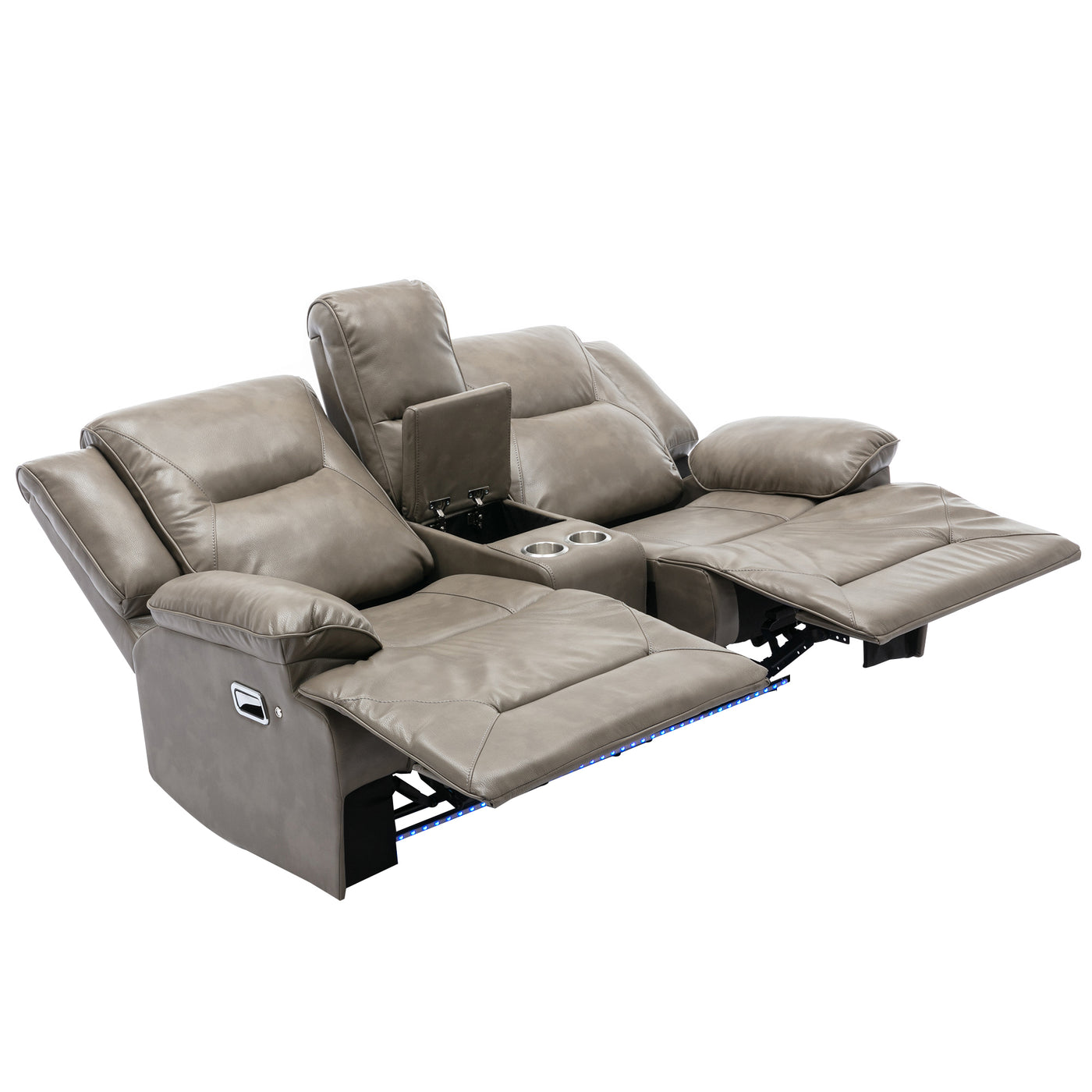 Home Theater Recliner Set Manual Recliner Chair with a LED Light Strip Two Built-in Cup Holders for Living Room,Bedroom, Grey