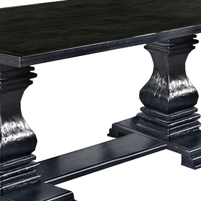 Transitional Style Dining Table with Trestle Base, Antique Black