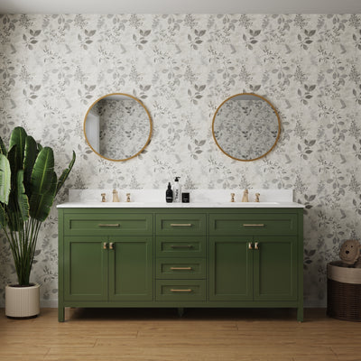 Vanity Sink Combo featuring a Marble Countertop, Bathroom Sink Cabinet, and Home Decor Bathroom Vanities - Fully Assembled Green 72-inch Vanity with Sink 23V03-72VG