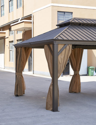 12*20FT  patic gazebo,alu gazebo with steel canopy,Outdoor Permanent Hardtop Gazebo Canopy for Patio, Garden, Backyard