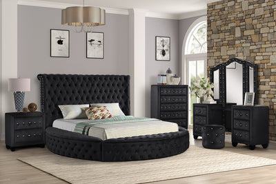 Hazel Queen 5 Pc Vanity Bedroom Set Made With Wood In Black Color