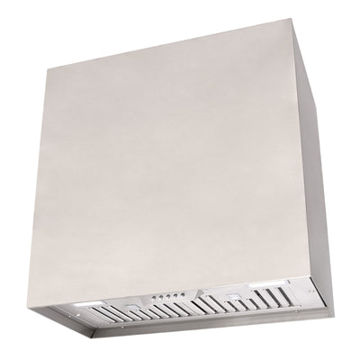 Akicon 30" Stainless Steel Range Hood, Modern Box Kitchen Hood with Powerful Vent Motor, Wall Mount, 30”W*30”H*14"D, Signal White