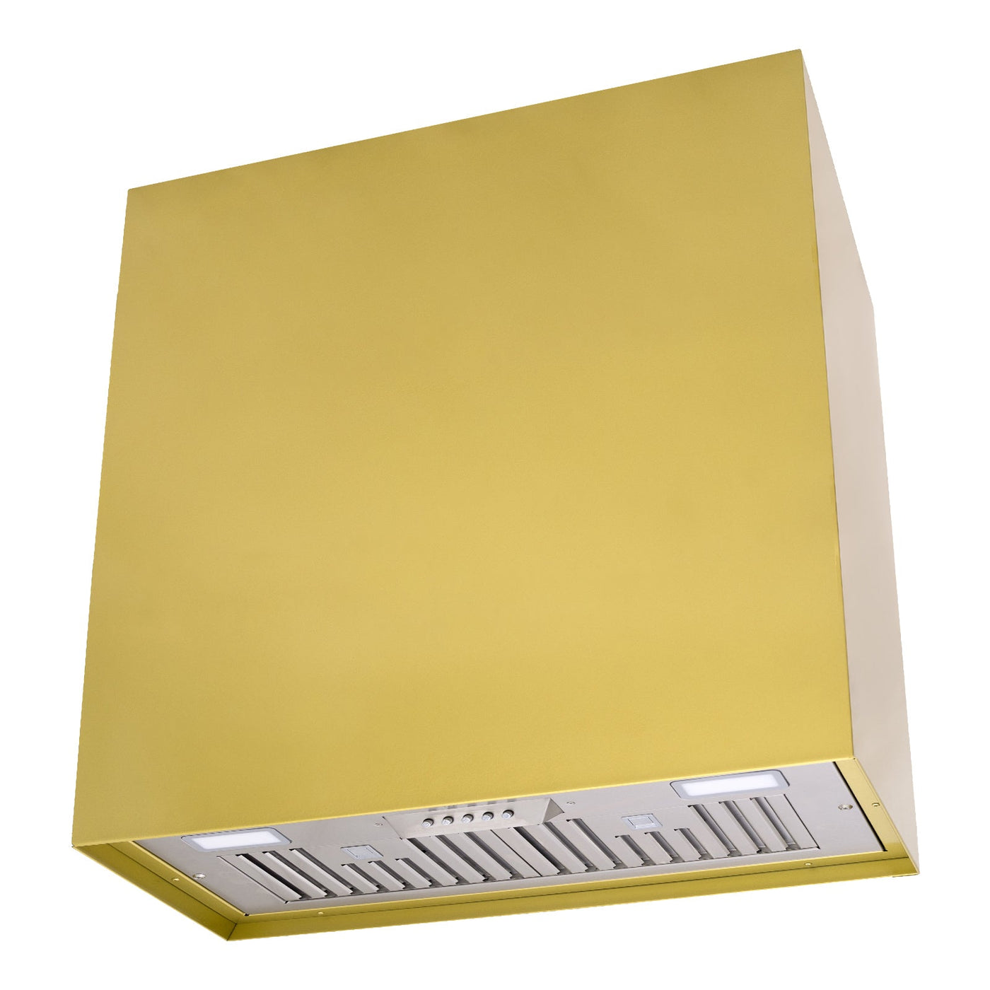 Akicon 30" Stainless Steel Range Hood, Modern Box Kitchen Hood with Powerful Vent Motor, Wall Mount, 30”W*30”H*14D, Matte Gold