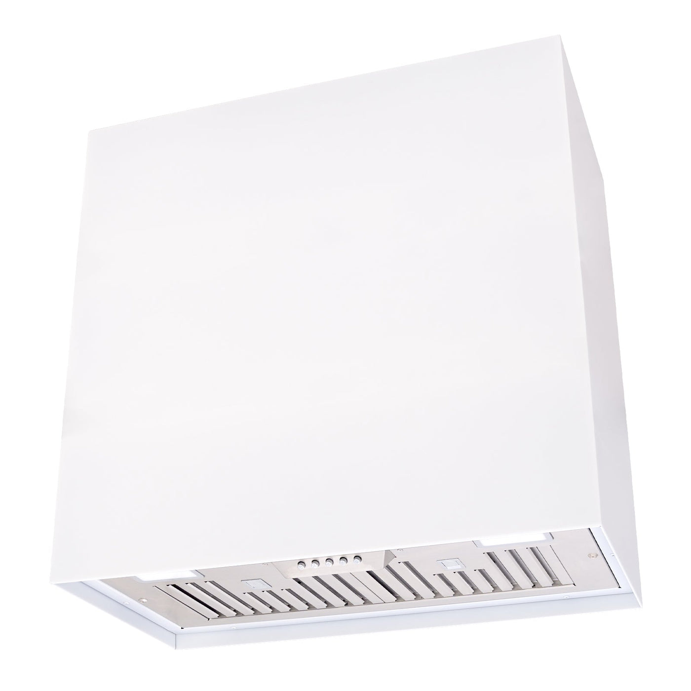 Akicon 30" Stainless Steel Range Hood, Modern Box Kitchen Hood with Powerful Vent Motor, Wall Mount, 30”W*30”H*14"D, Signal White