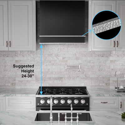 Akicon Range Hood 30” Ultra Quite Stainless Steel Kitchen Hood & Two Stacks, Wall Mount Square Vent Hood with LED Light and Dishwasher-Safe Filters