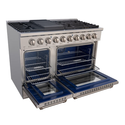 Akicon 48" Slide-in Freestanding Professional Style Gas Range with 6.7 Cu. Ft. Oven, 8 Burners, Convection Fan, Cast Iron Grates. Stainless Steel