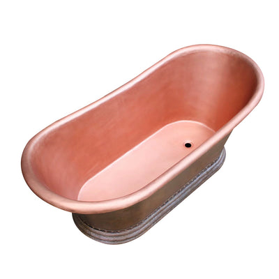 Akicon Copper Double-Slipper Roll-Top Bathtub w/Pedestal AKB70008-C