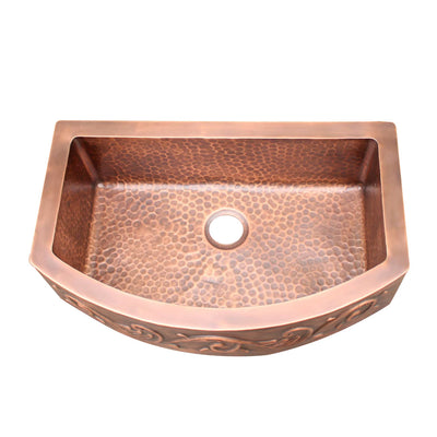 Akicon Single Bowl Farmhouse Apron Copper Kitchen Sink - AKS507-C